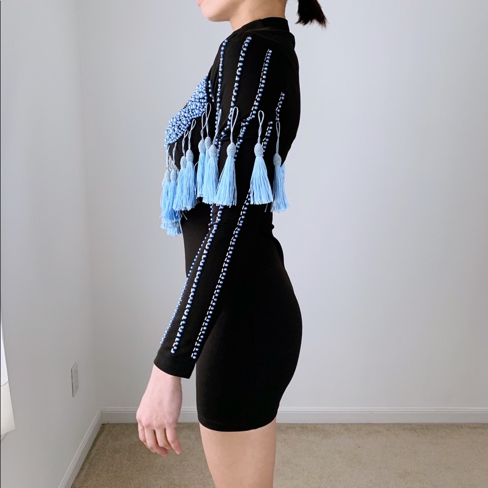 BEADED TASSEL BODYCON MINI DRESS - Picture 7 of 9
